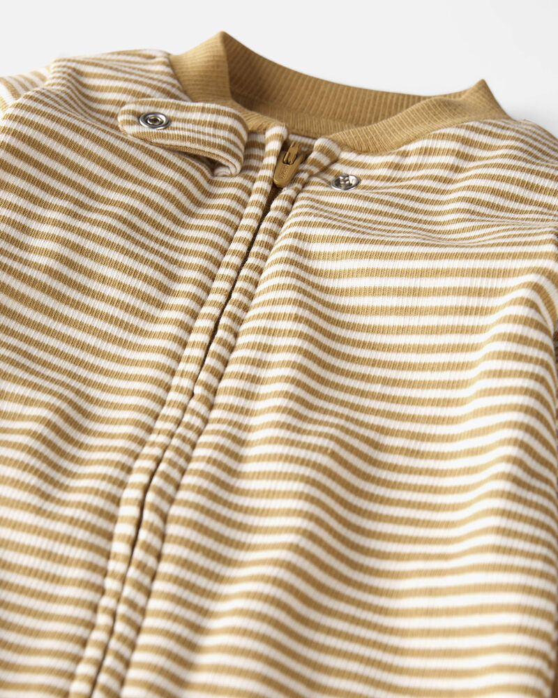 Baby Organic Cotton Rib Sleeper Pyjamas in Stripes, image 3 of 4 slides