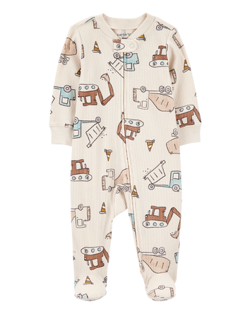 Baby Construction 2-Way Zip Ribbed Sleeper pyjamas, 