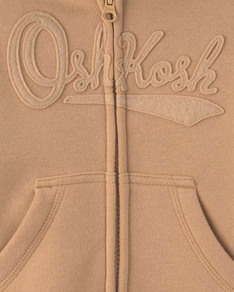 Baby Boy Oshkosh Fleece Logo Zip Hoodie - Brown, image 2 of 3 slides