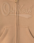 Baby Boy Oshkosh Fleece Logo Zip Hoodie - Brown, image 2 of 3 slides