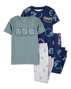 Bébé Pyjamas 4 pièces en coton à motifs de sport, image 1 sur 4 diapositives