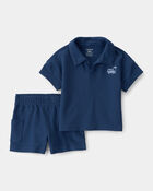 B&eacute;b&eacute; gar&ccedil;on - Ensemble de haut et de short 2 pi&egrave;ces - Bleu, image 1 sur 5 diapositives