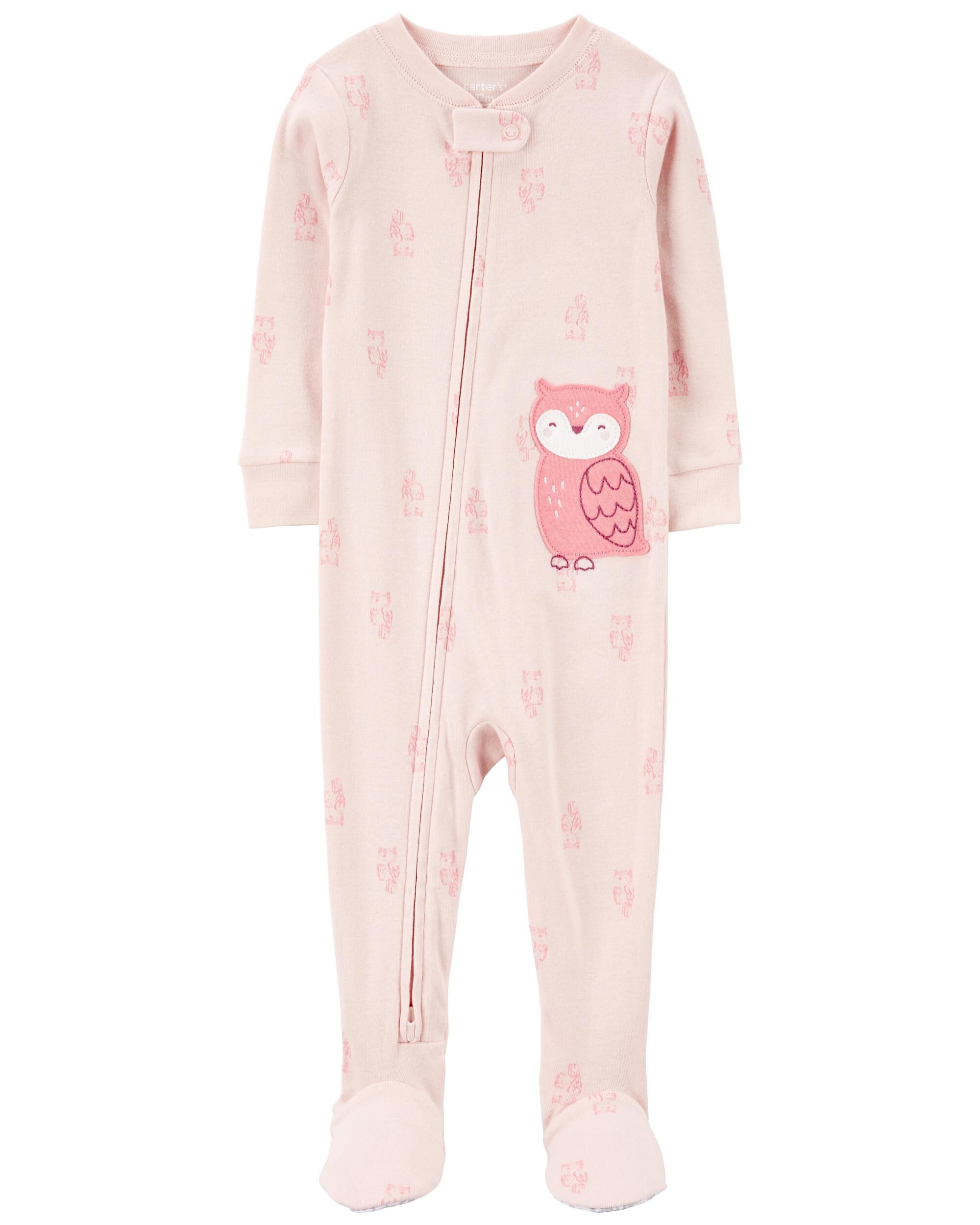 Baby Girls Baby 1 Piece Owl Print 100 Cotton Snug Fit Footie Pyjamas 18M Carter s