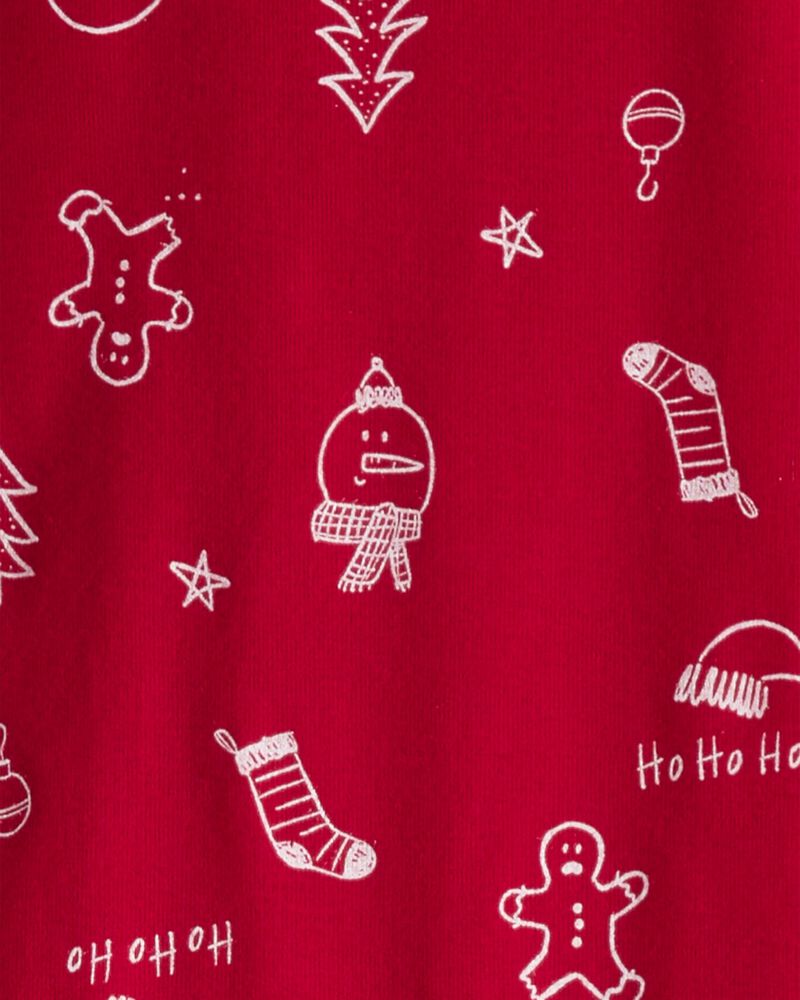 Kid Christmas 100% Cotton Snug Fit 2-Piece Pyjamas - Red, image 3 of 4 slides