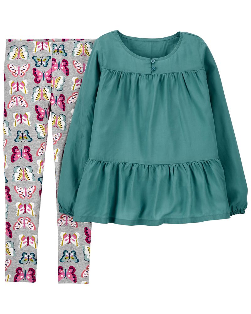 2-Piece Sateen Top & Legging Set, image 1 of 2 slides