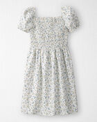 Girls Smocked Dress Made with Organic Cotton in Spring Bloom Print, image 1 of 5 slides