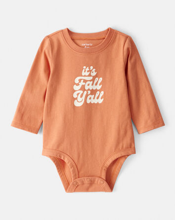 Bébé - Cache-couche à manches longues en coton à imprimé « Its Fall Y’all » – Brun, 