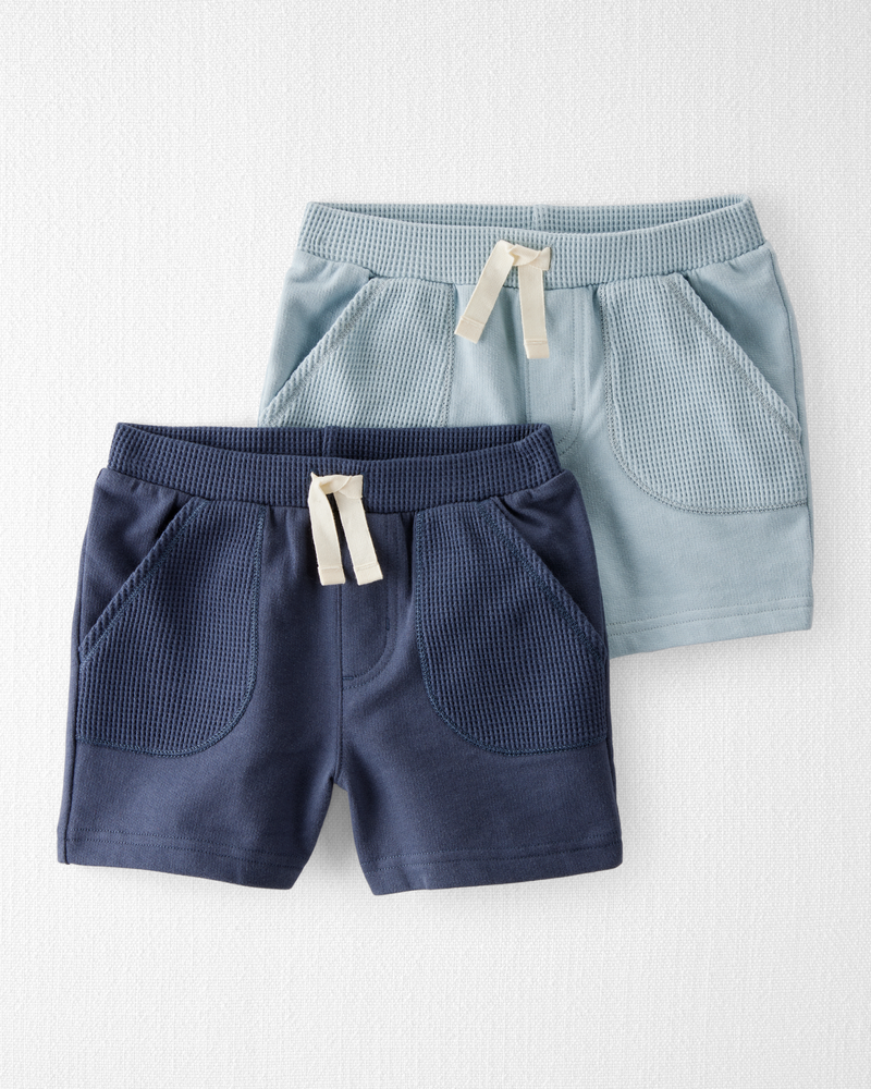 Toddler 2-Pack Organic Cotton Waffle Knit Shorts, image 1 of 3 slides