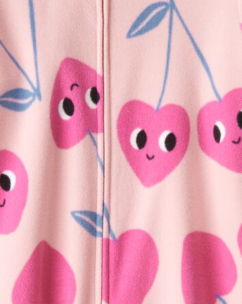 Girls Cherry Long-Sleeve Loose Fit 1-Piece Pyjamas-Pink, 