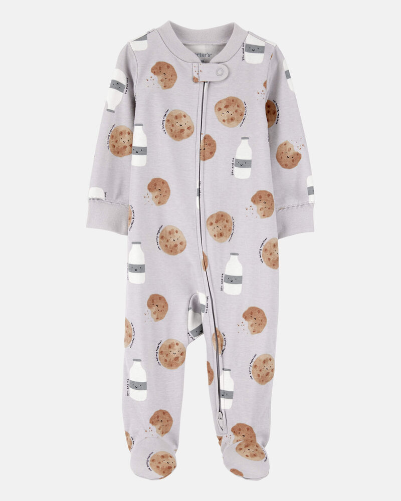 Baby Milk & Cookies 2-Way Zip Cotton Sleeper, image 1 of 3 slides