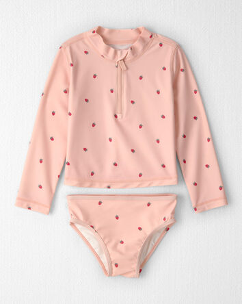 Toddler Girl 2-Piece Recycled Rashguard Swimsuit Set in Blissful Petals Print, 