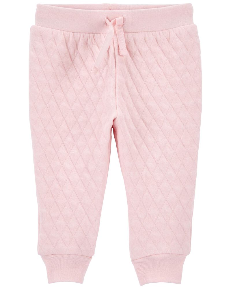 Pink Quilted Doubleknit Joggers