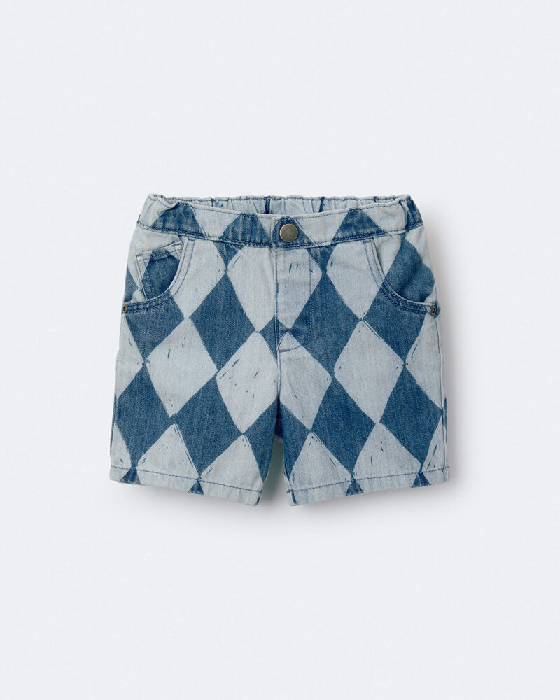 Toddler Boy Bermuda Short in Diamond Denim Print, image 2 of 7 slides