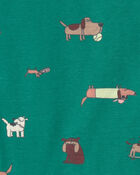 Tout-petit gar&ccedil;on - Ensemble 4 pi&egrave;ces pyjamas ajust&eacute;s &agrave; manches courtes en coton, planche &agrave; roulettes et Chien - Vert, image 4 sur 4 diapositives