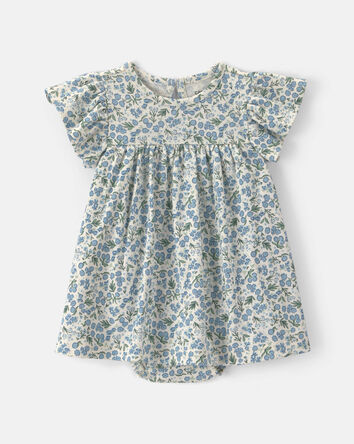 Baby Girl 2-Piece Floral Cardigan Dress Set - Blue, 