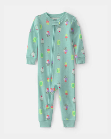 Baby Girl Popsicle 100% Cotton 1-Piece Pyjama - Turquoise Blue, 