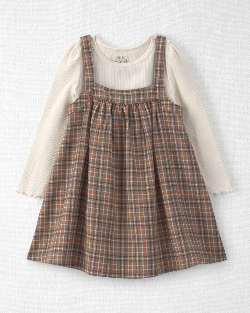 Toddler Girl 2-Piece Organic Cotton Herringbone Jumper Set, image 1 of 6 slides