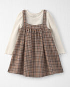 Toddler Girl 2-Piece Organic Cotton Herringbone Jumper Set, image 1 of 6 slides