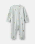 Baby 2-Way Zip Frog & Duck Cotton Sleepers - Green, image 2 of 6 slides