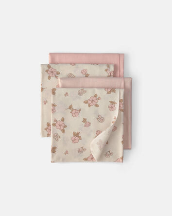 Baby 4-Pack Flowers Receiving Blankets - Pink/Ivory, 