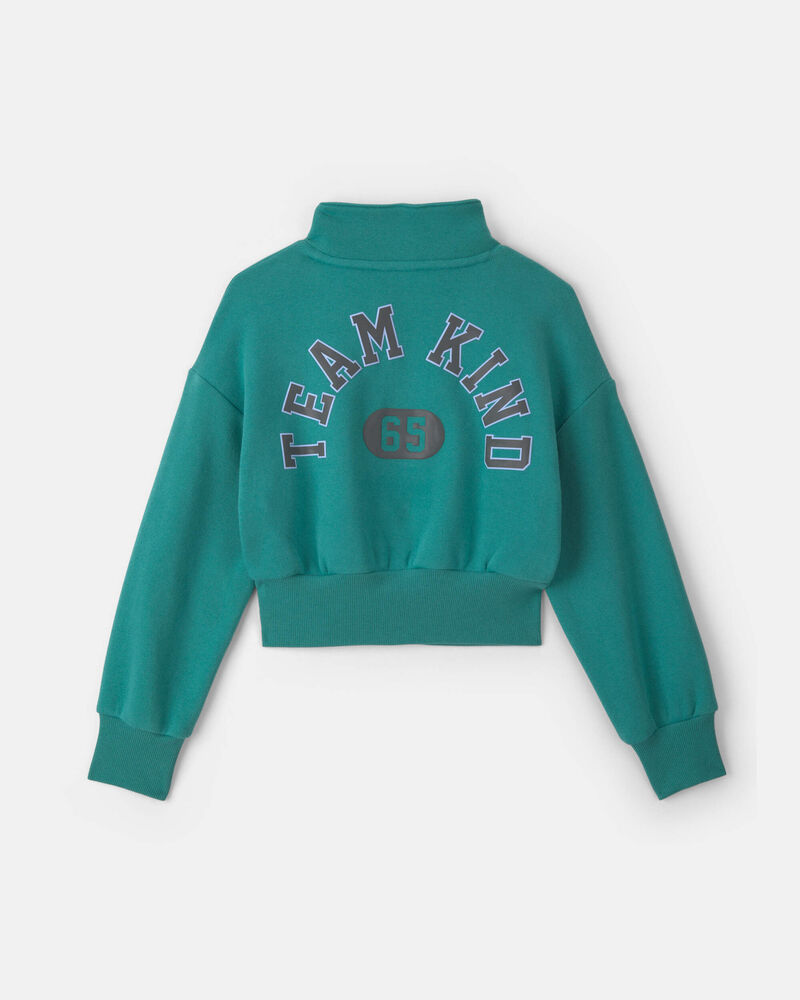 Girls Heart Fleece Pullover Sweatshirt - Green, image 2 of 4 slides