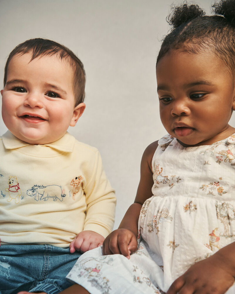 Baby Girl Disney&copy; Winnie the Pooh Sleeveless Dress with Bows - White, image 2 of 6 slides