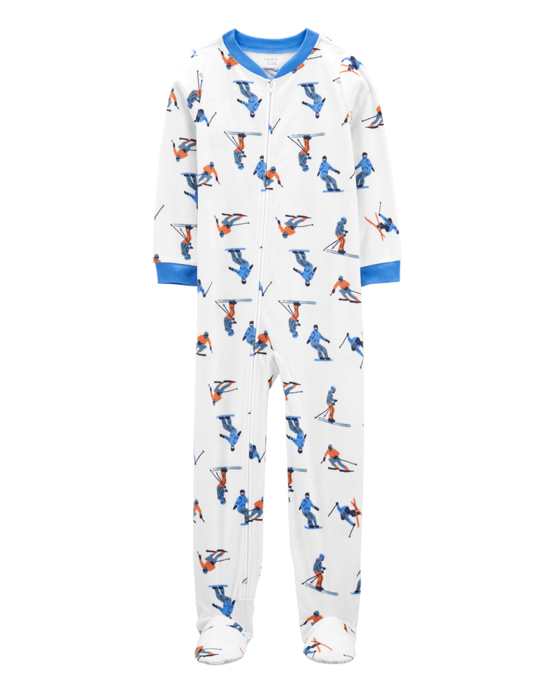 Kid 1-Piece Ski Fleece Footie Pyjamas, image 1 of 3 slides