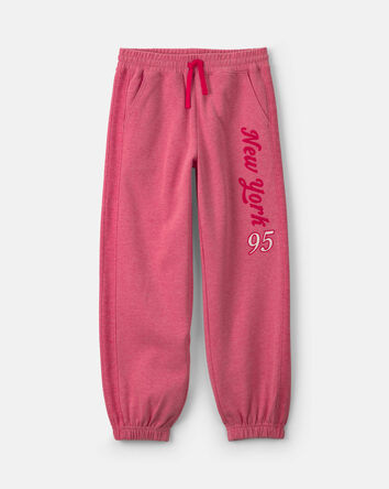 Girls 'New York' French Terry Joggers - Pink/Red, 