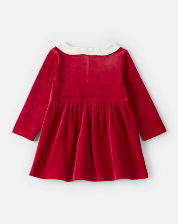 Baby Girl 2-Piece Santa Christmas Holiday Sweater Dress & Tights Set - Red, 