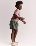 Toddler Boy Relaxed Tee in Stripes - Orange/Blue, image 6 of 6 slides