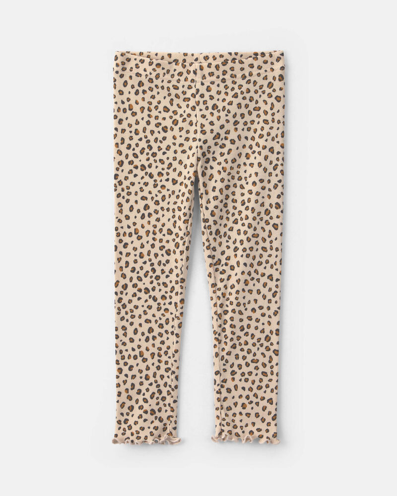 Toddler Girl 2-Piece Leopard Fleece Long-Sleeve Top & Pant Set - Brown/Cream, image 2 of 5 slides