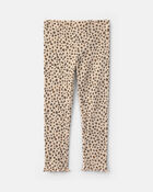 Toddler Girl 2-Piece Leopard Fleece Long-Sleeve Top & Pant Set - Brown/Cream, image 2 of 5 slides