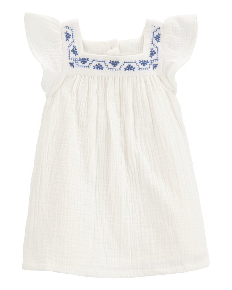 Bébé Robe à manches volantées - Blanc, image 1 sur 5 diapositives
