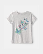 Girls Butterfly Graphic Tee - Grey, image 1 of 3 slides