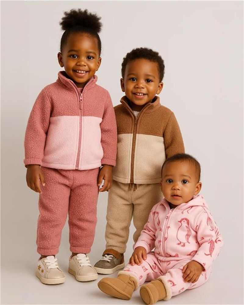 Toddler Boy Colour Block Microfleece Zip-Up Jacket - Tan, image 2 of 4 slides