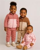 Toddler Boy Colour Block Microfleece Zip-Up Jacket - Tan, image 2 of 4 slides