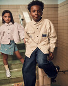 Boys Utility Button-Down Shirt - Beige, image 2 of 10 slides