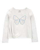 Kid Butterfly Jersey Long-Sleeve Boxy Fit Tee - Grey, image 1 of 3 slides