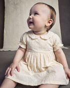 Baby Girl Swiss Dot Short-Sleeve Dress - Cream, image 5 of 6 slides