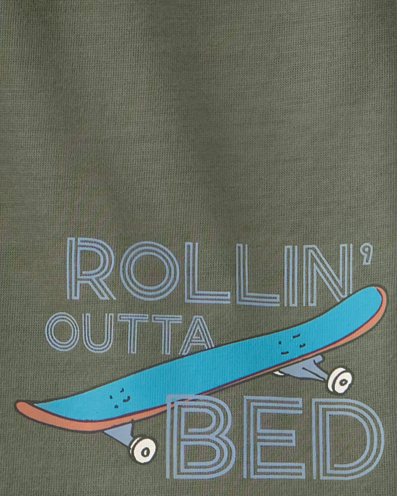Boys 2-Piece Skateboard Short-Sleeve Loose Fit 2-Piece pyjama Set - Blue, image 3 of 4 slides