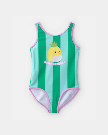 Girls 'Summer Vibes' Squishmallow 1-Piece Swimsuit - Green/Blue, 