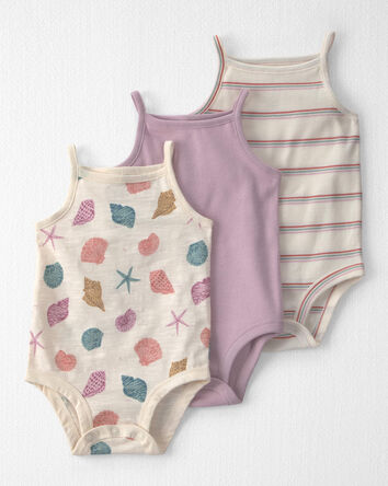 Baby Girl 3-Pack Organic Cotton Bodysuits, 