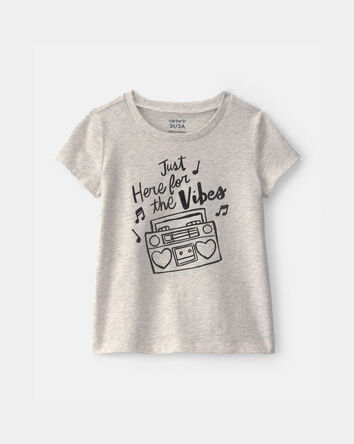 Toddler Girl 'Vibes' Music Graphic Tee - Grey, 