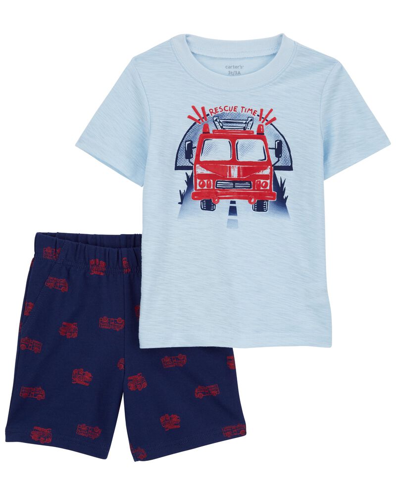 Toddler 2-Piece Firetruck Tee & Short Set, image 1 of 3 slides