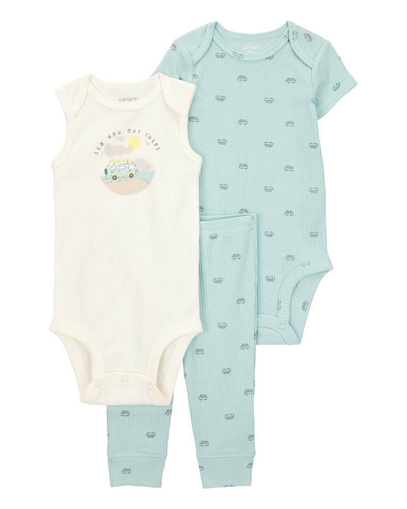 Baby Boy 3-Piece Bus Little Character Set®- Blue/White, image 1 of 4 slides