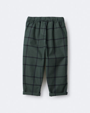 Toddler Boy Pull-On Pant in Plaid - Dark Green, 