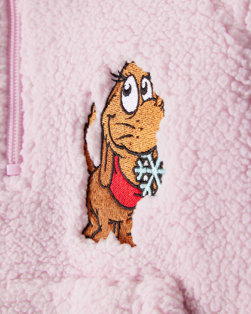 Toddler Girl Dr. Seuss&trade; The Grinch Sherpa Quarter-Zip Pullover Sweatshirt - Pink, image 2 of 3 slides