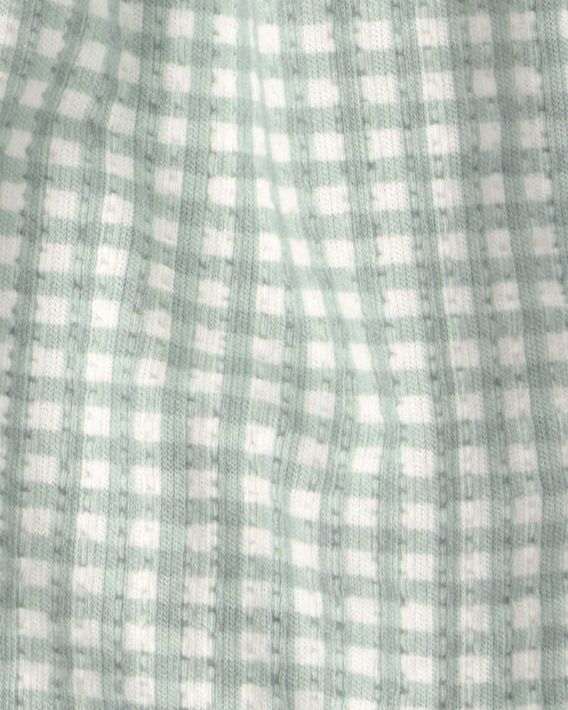 Baby Girl 3-Piece Gingham Top & Short Set - Green, image 2 of 3 slides