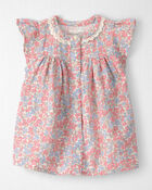 B&eacute;b&eacute; fille - Robe en gaze de coton biologique &agrave; motif fleuri printanier, image 1 sur 5 diapositives
