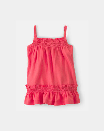 Baby Girl 2-Piece Solid Linen Sleeveless Dress Set - Pink/Red, 